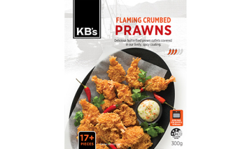 KBs Flaming Crumbed Prawns