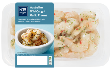 KB Seafood Co Australian Wild Caught Garlic Prawns