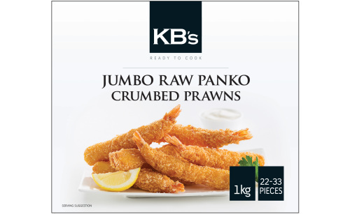 KBs Jumbo Crumbed Prawns Tail On